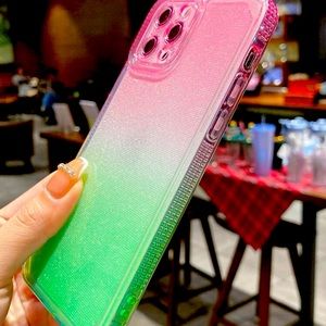 iPhone 13 Pro pink green shimmer print case
